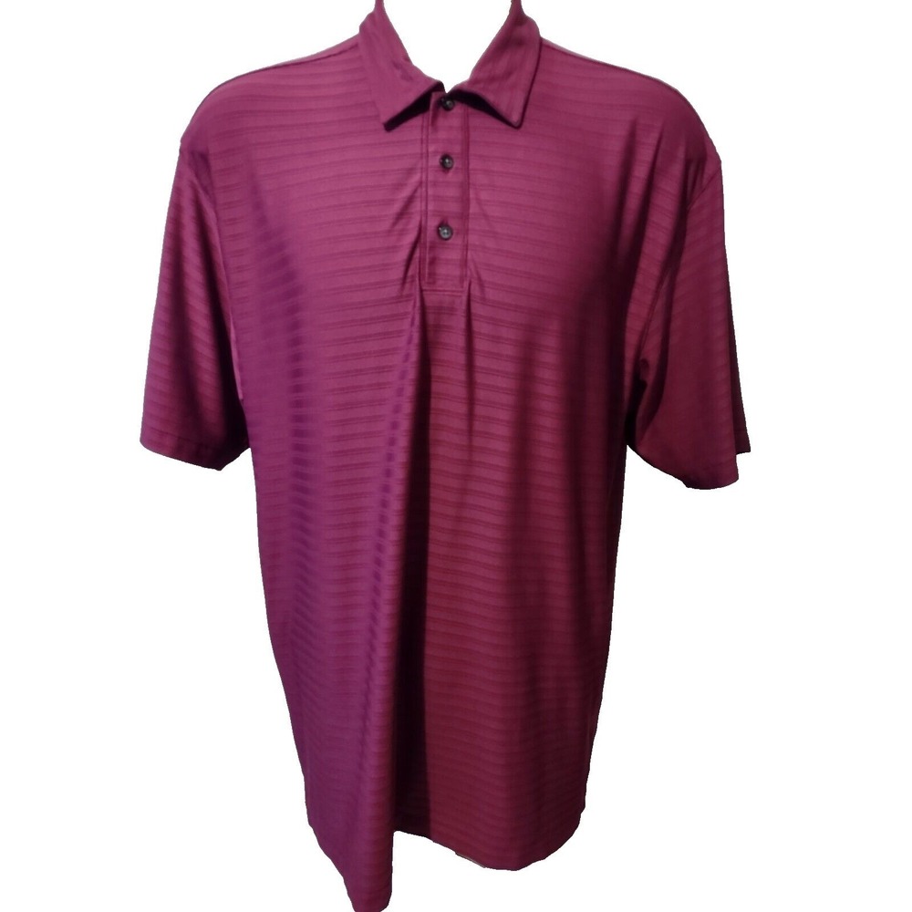 Nike Tiger Woods Polo XL Mens Golf Shirt Burgundy Stripe‎ Fit Dry Athleisure TW